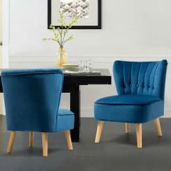 Buy 🛒 Costway 2PCS Accent Chair Armless Leisure Chair Single Sofa w/ Wood Legs 👍 -Living Room Chairs Sales unnamed file 8353