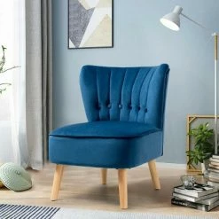 Buy 🛒 Costway 2PCS Accent Chair Armless Leisure Chair Single Sofa w/ Wood Legs 👍 -Living Room Chairs Sales unnamed file 8354