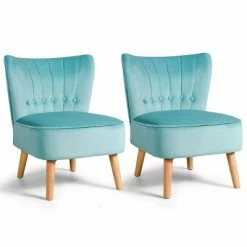 Buy 🛒 Costway 2PCS Accent Chair Armless Leisure Chair Single Sofa w/ Wood Legs 👍 -Living Room Chairs Sales unnamed file 8361