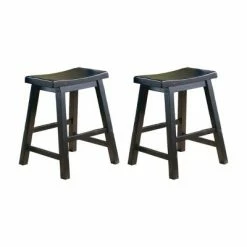 Brand new 🤩 Set of 2 18" Wooden Counter Height Stool with Saddle Seat - Benzara Black 🎉 -Living Room Chairs Sales unnamed file 84