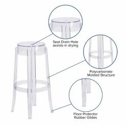 Deals 👍 Flash Furniture 29.75'' High Transparent Barstool 👏 -Living Room Chairs Sales unnamed file 8576