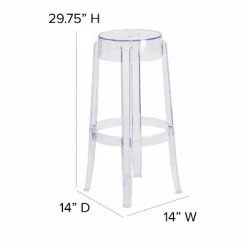 Deals 👍 Flash Furniture 29.75'' High Transparent Barstool 👏 -Living Room Chairs Sales unnamed file 8577