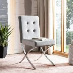 Discount 😍 Walsh Tufted Side Chair - Safavieh Light Brown/chrome ✨