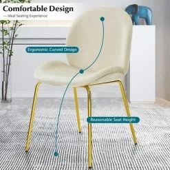 Brand new ✨ Costway Set of 2 Velvet Accent Chairs Dining Side Chairs w/Gold Metal Legs Pink/Beige/Green/Grey 💯 -Living Room Chairs Sales unnamed file 8644