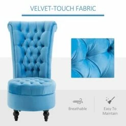Outlet 🌟 HomCom Retro High Back Velvet-touch Fabric Armless Chair 👏 -Living Room Chairs Sales unnamed file 8656