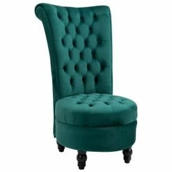 Outlet 🌟 HomCom Retro High Back Velvet-touch Fabric Armless Chair 👏 -Living Room Chairs Sales unnamed file 8663