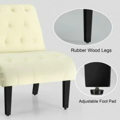 Best Pirce 👏 Costway Armless Accent Chair Upholstered Tufted Lounge Chair Wood Leg 😀 -Living Room Chairs Sales unnamed file 8671