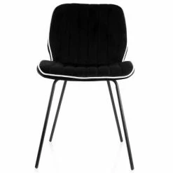Cheap 😉 Elama 2 Piece Velvet Tufted Chair in Black with Black Metal Legs 🤩