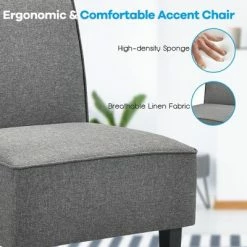Coupon 🤩 Costway Accent Chair Armless Fabric Sofa Living Room Furniture Gray 💯 -Living Room Chairs Sales unnamed file 8788