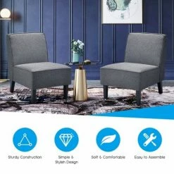 Coupon 🤩 Costway Accent Chair Armless Fabric Sofa Living Room Furniture Gray 💯 -Living Room Chairs Sales unnamed file 8789