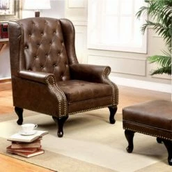 Top 10 ✨ Vaugh Traditional Wing Accent Chair Chocolate - Benzara 👍