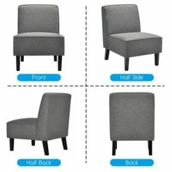 Coupon 🤩 Costway Accent Chair Armless Fabric Sofa Living Room Furniture Gray 💯 -Living Room Chairs Sales unnamed file 8791