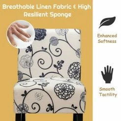 Coupon 😉 Costway Armless Accent Fabric Leisure Chair w/Rubber Wood Legs GrayBeige Print ✔️ -Living Room Chairs Sales unnamed file 8842