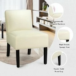 Discount 🤩 Costway Accent Chair Fabric Upholstered Leisure Chair Single Sofa with Wooden Legs 🔔 -Living Room Chairs Sales unnamed file 8876