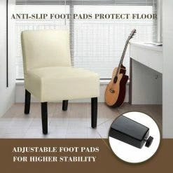 Discount 🤩 Costway Accent Chair Fabric Upholstered Leisure Chair Single Sofa with Wooden Legs 🔔 -Living Room Chairs Sales unnamed file 8878