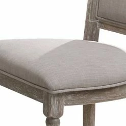 Best deal ๐คฉ Set of 2 Wooden Chairs with Fabric Upholstered Seating Gray/Brown - Benzara ๐