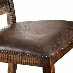 Cheap 🎁 Set of 2 Leatherette Wooden Side Chairs with Nailhead Trims Brown - Benzara 🌟