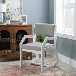Promo ✨ Robin Upholstered Rocking Chair White - Linon ⭐ -Living Room Chairs Sales unnamed file 9027