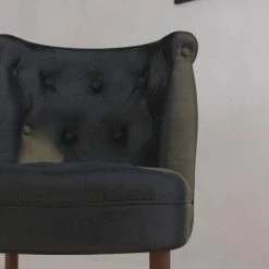 Best Sale 😀 Merrick Lane Accent Side Chair with Curved Back and Rounded Seat Black Fabric Button Tufted Chair with Mahogany Finished Wood Legs 💯 -Living Room Chairs Sales unnamed file 9093
