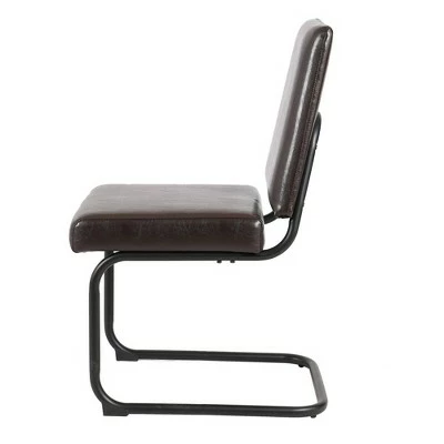 Buy 🛒 Metal Cantilever Base Side Chair Brown - Benzara 🔥 2 Buy 🛒 Metal Cantilever Base Side Chair Brown - Benzara 🔥