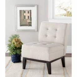 Flash Sale ✨ Angel Armless Club Chair Linen - Safavieh 🛒