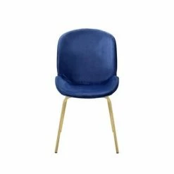 Flash Sale 🌟 Set of 2 Side Chairs with Fabric and Bucket Design Blue/Gold - Benzara 👍
