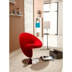 Wholesale ⌛ Set of 2 Curl Wool Blend Swivel Accent Chairs Red - Manhattan Comfort ✔️