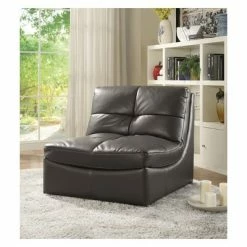 Best Sale 👍 Lazaro Contemporary Leather Gel Tufted Armless Chair Gray - HOMES: Inside + Out 🌟