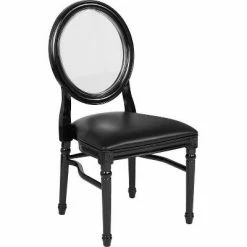 Best Pirce ✨ Hercules Series King Louis Dining Side Chair Frame - Riverstone Furniture Collection Tufted Black Vinyl/black Frame 🛒 -Living Room Chairs Sales unnamed file 9332