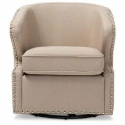 Cheap ๐ Finley Mid - Century Modern Fabric Upholstered Swivel Armchair - Buff Beige - Baxton Studio ๐ฏ