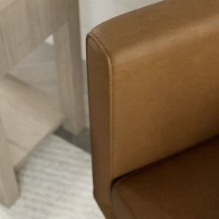 Coupon ✨ Claire Upholstered Barrel Accent Chair with Hairpin Legs - Brookside Home Camel Faux Leather ✨