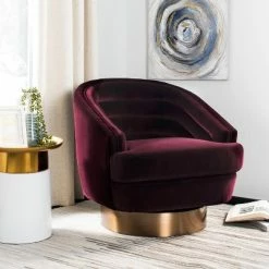 Best deal ✨ Arvilla Swivel Club Chair - Giotto Cabernet - Safavieh 🤩
