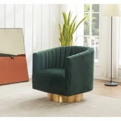 New โ Josephine Swivel Barrel Chair - Safavieh Forest Green/gold โจ