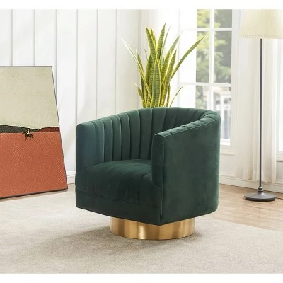 New ⌛ Josephine Swivel Barrel Chair - Safavieh Forest Green/gold ✨ 3 New ⌛ Josephine Swivel Barrel Chair - Safavieh Forest Green/gold ✨