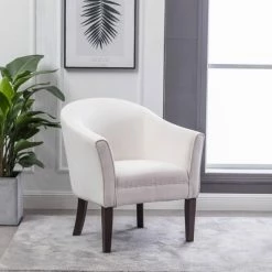 Wholesale 💯 Classic Barrel Fabric Accent Chair - WOVENBYRD Dark Blue 🛒 -Living Room Chairs Sales unnamed file 9521