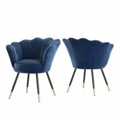 Brand new 💯 Set of 2 Cynthia Black and Gold Metal Leg Velvet Seashell Accent Chairs - Inspire Q Light Blue ⭐ -Living Room Chairs Sales unnamed file 9584