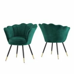 Brand new 💯 Set of 2 Cynthia Black and Gold Metal Leg Velvet Seashell Accent Chairs - Inspire Q Light Blue ⭐ -Living Room Chairs Sales unnamed file 9585