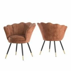 Brand new 💯 Set of 2 Cynthia Black and Gold Metal Leg Velvet Seashell Accent Chairs - Inspire Q Light Blue ⭐ -Living Room Chairs Sales unnamed file 9587