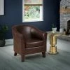 Best deal ✔️ Faux Leather Barrel Accent Chair Brown - HomeFare 🥰 -Living Room Chairs Sales unnamed file 9588