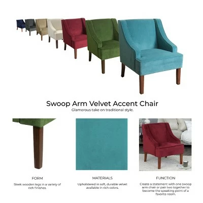 Best Pirce ๐ Velvet Swoop Armchair - HomePop Teal ๐งจ 13 Best Pirce ๐ Velvet Swoop Armchair - HomePop Teal ๐งจ - Image 11