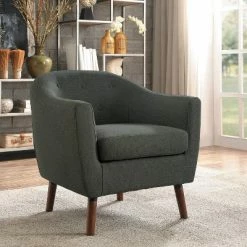 Top 10 🥰 Homelegance 31 Inch Lucille Collection Classic Polyester Fabric Single Living Room Accent Barrel Chair, Gray ❤️ -Living Room Chairs Sales unnamed file 9634
