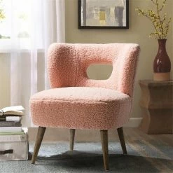Promo 🔥 Inès Upholstery Fluffy Fabric Barrel Chair | Karat Home 🔥
