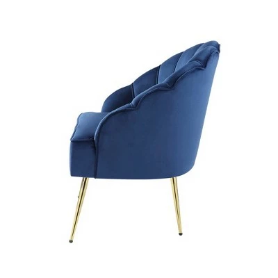 Discount 😉 Simple Relax Velvet Wingback Accent Chair with Metal Legs in Blue 🔔 4 Discount 😉 Simple Relax Velvet Wingback Accent Chair with Metal Legs in Blue 🔔 - Image 2