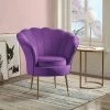 Cheap 😉 Simple Relax Velvet Scalloped Back Barrel Accent Chair with Metal Legs in Purple 🎉 -Living Room Chairs Sales unnamed file 9723