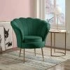 Flash Sale 🧨 Simple Relax Velvet Scalloped Back Barrel Accent Chair with Metal Legs in Green 😍 -Living Room Chairs Sales unnamed file 9732
