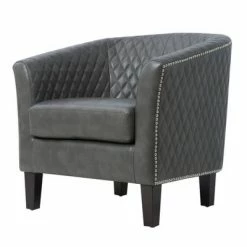 Outlet 🧨 Upholstered Quilt Back Barrel Accent Chair Stormy Gray - HomeFare 🌟 -Living Room Chairs Sales unnamed file 9741
