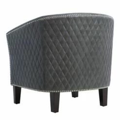 Outlet 🧨 Upholstered Quilt Back Barrel Accent Chair Stormy Gray - HomeFare 🌟 -Living Room Chairs Sales unnamed file 9742