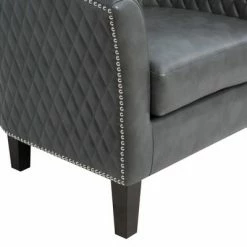 Outlet 🧨 Upholstered Quilt Back Barrel Accent Chair Stormy Gray - HomeFare 🌟 -Living Room Chairs Sales unnamed file 9743