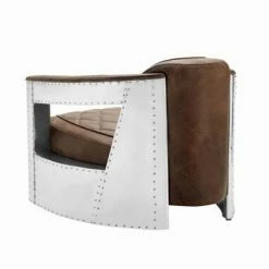 Outlet 🔥 Riveted Leather Aviation Armchair Barrel Brown - HomeFare 🛒 -Living Room Chairs Sales unnamed file 9748