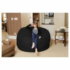 Outlet 🎉 6' Huge Bean Bag Chair with Memory Foam Filling and Washable Cover - Relax Sacks Brown 🤩 -Living Room Chairs Sales unnamed file 9784